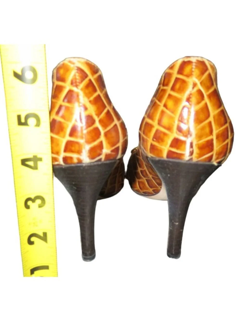 Giuseppe Zanotti Brown Croc Embossed Italian Leather Peep Toe Pumps 38.5 or 8